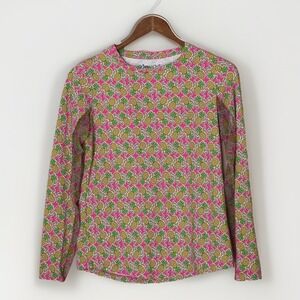 IBKUL Small Shirt Pink Pineapple Long Sleeve Golf Tennis Performance Light Wick